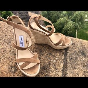 Jimmy Choo Suede Wedge Sandals